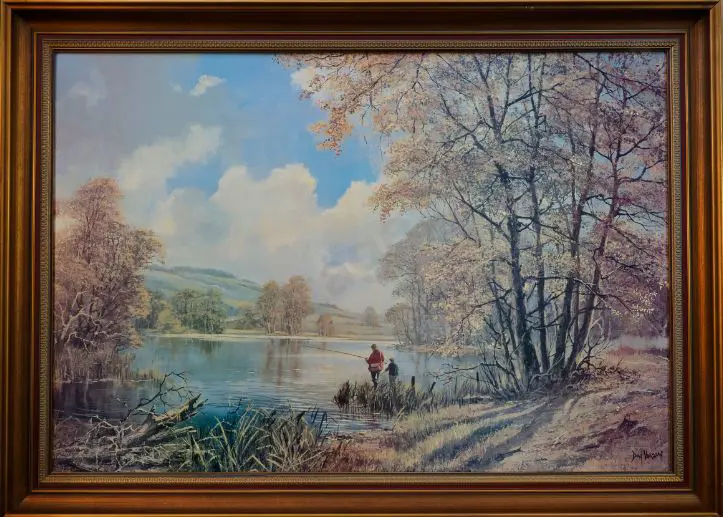 VAUGHAN, Don (1916-) - Grandfather & Grandson fishing Image 1++