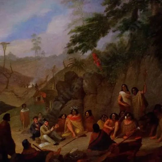 EARLE, Augustus (1793-1838) - Meeting of the Artist & Hongi at The Bay of Islands, November 1827