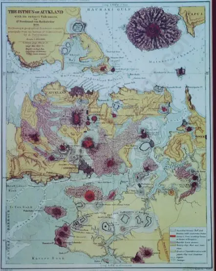 HOCHSTETTER, Ferdinand von (1829-1884) - The Istmus of Auckland with its Extinct Volcanoes, 1859 Image 1++