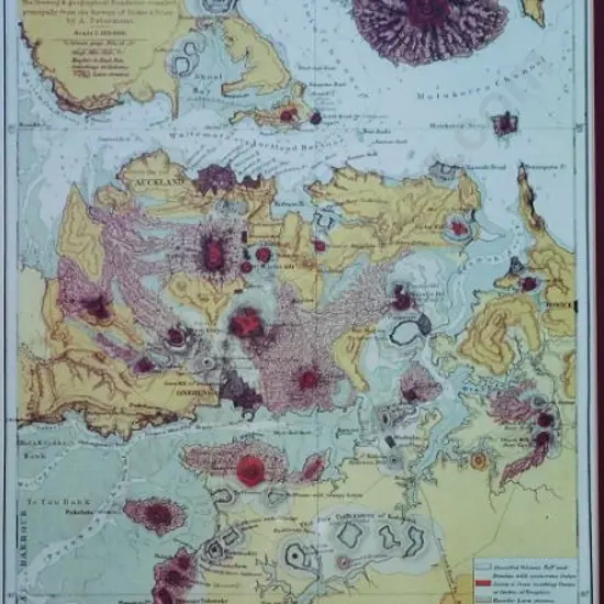 HOCHSTETTER, Ferdinand von (1829-1884) - The Istmus of Auckland with its Extinct Volcanoes, 1859