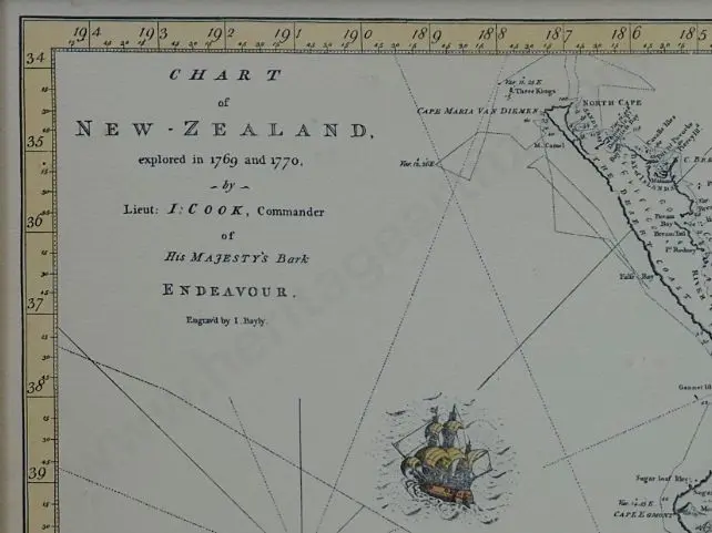 BAYLY, John (Cook's Voyages) - Chart of New Zealand - Explored in 1769 and 1770 Image 1++