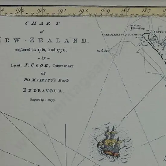 BAYLY, John (Cook's Voyages) - Chart of New Zealand - Explored in 1769 and 1770