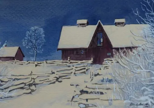MASTERS, Shirley (1922-2010) - Farmhouse in Winter with Snow Image 1++
