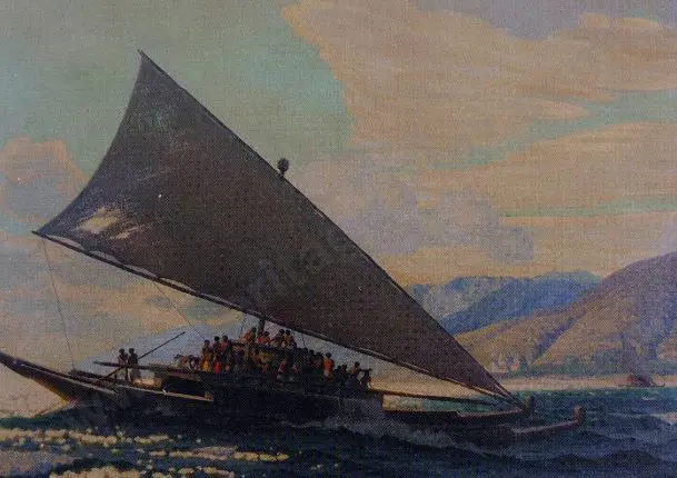 KING, Marcus (1891-1983) - Te Hekenga (Cook Island Natives nearing the Coast of NZ) Image 1++