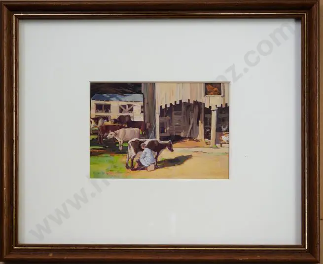 WHEELER, Colin (1919-2012) - Cow Byre at Weston, North Otago Image 1++