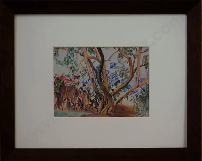 ANGUS, Rita (1908-1970) - Plum Tree at Waikanae, 1952 Image 1++