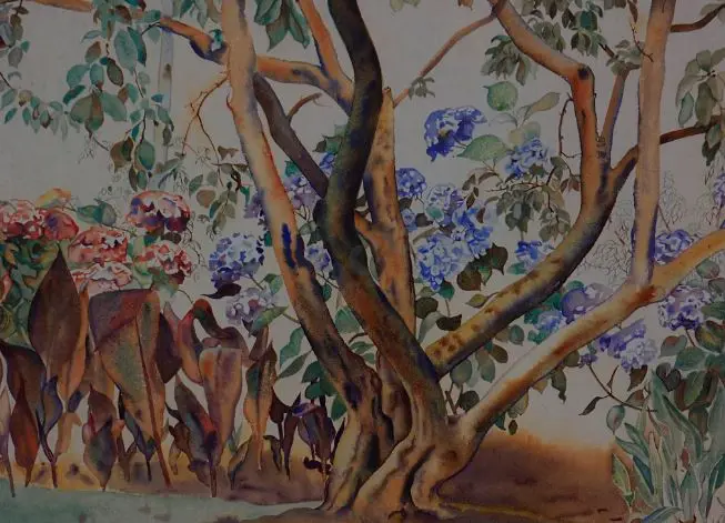 ANGUS, Rita (1908-1970) - Plum Tree at Waikanae, 1952 Image 1++