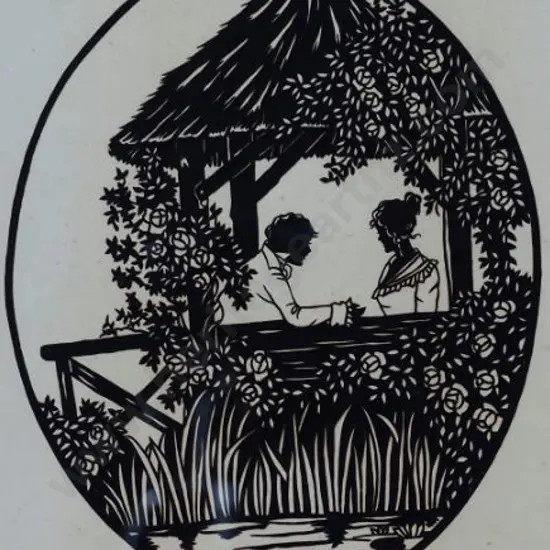 CHOMBERG, Eva (active 1920s) - Scissor Cut Silhouette - Couple in Pagoda