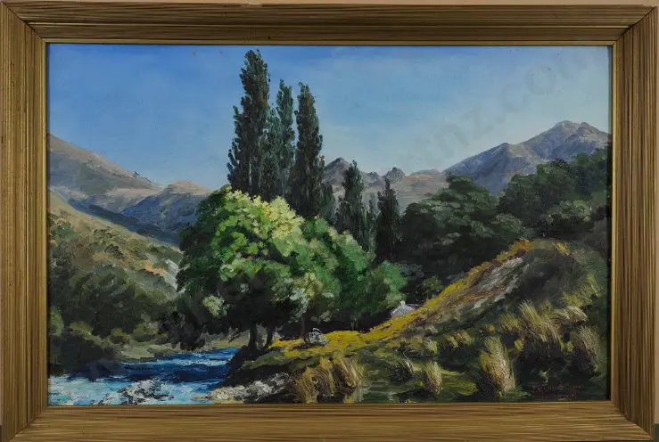 WHITE, Jonathan (1939-2021) - South Island Hills and Stream Image 1++