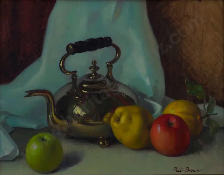 BROWN, Peter (1921-2005) - Still Life - The Brass Teapot Image 1++