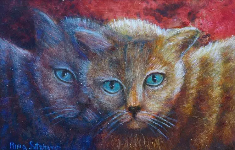 SUTZKEVER, Rina (1945-) - Two Cats Image 1++