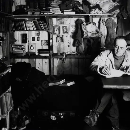 PONTING, Herbert (1870-1935) - Capt. Robert Scott writes in His Diary, Pipe in Hand, Oct. 7, 1911.