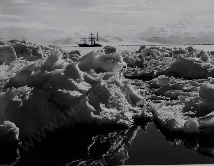 PONTING, Herbert (1870-1935) - Scott's Ship, the Terra Nova, in Open Water, Surrounded by Ice, 1910 Image 1++