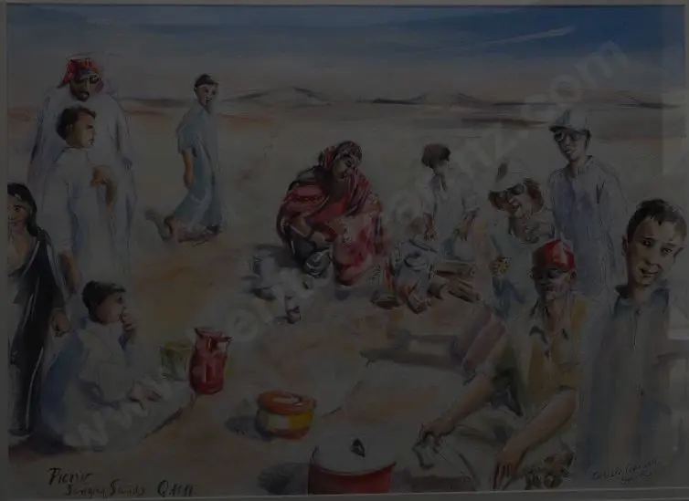 CRANWELL, Lucille (1945-) - Picnic at Singing Sands - Doha - Qatar Image 1++