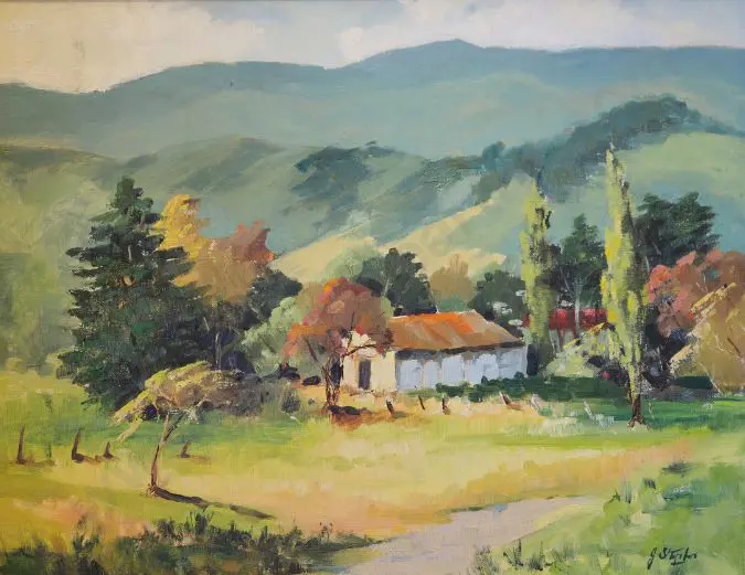 STAPLES, J. (20th Cent.) - Country Home in Hills Image 1++