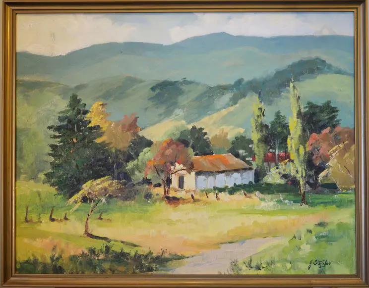 STAPLES, J. (20th Cent.) - Country Home in Hills Image 1++