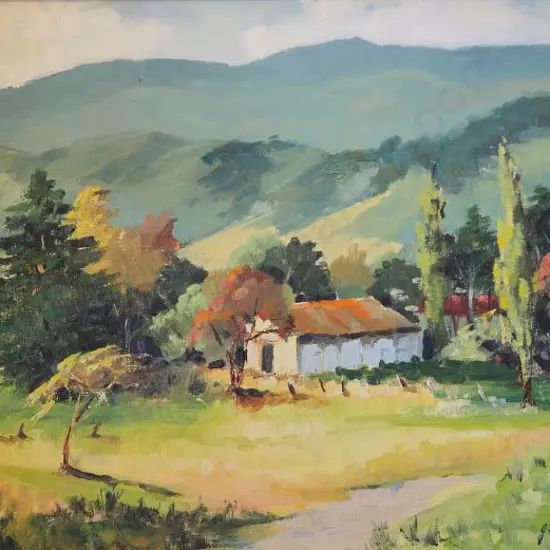 STAPLES, J. (20th Cent.) - Country Home in Hills