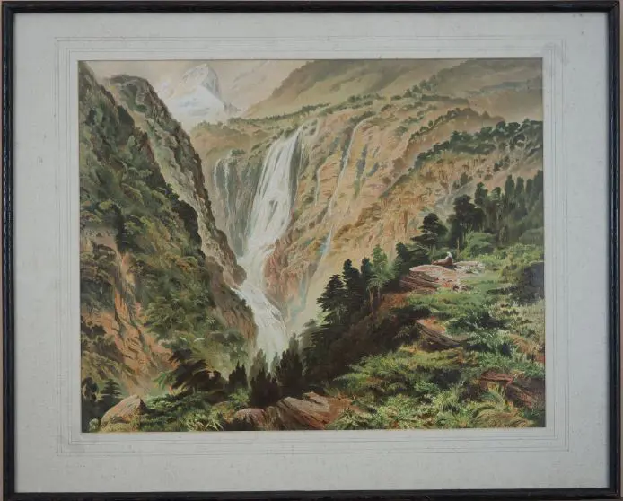 GULLY, John (1819-1888) - Waterfall in Thompson's Sound, West Coast Image 1++