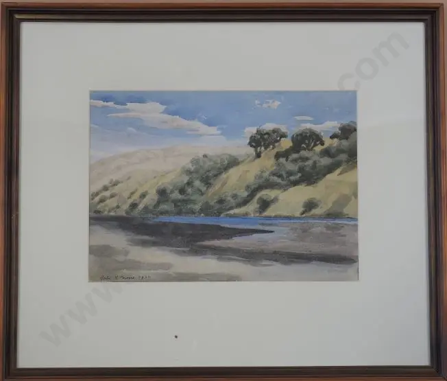 MOORE, John Lysaght (1897-1965) - River against Hills Image 1++