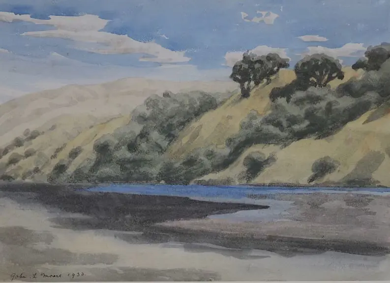 MOORE, John Lysaght (1897-1965) - River against Hills Image 1++