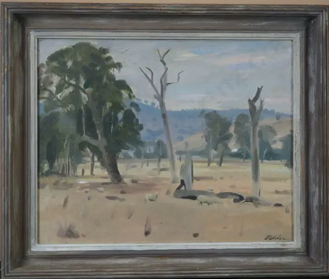 FLETCHER, Bruce (1937-) - Australian Outback with Sheep & Pigs Image 1++
