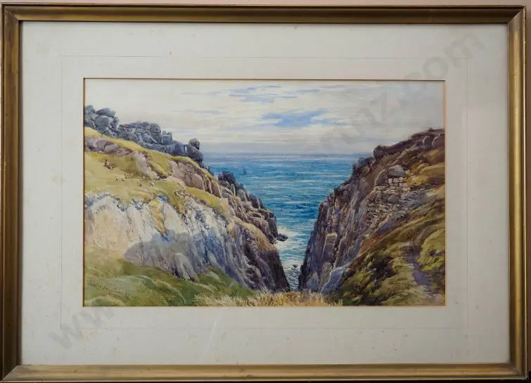 RADCLYFFE, Charles W. (1817-1903) - Lands End (UK), Sea Between Cliffs Image 1++