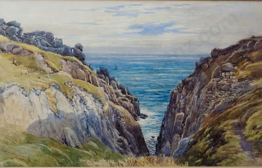 RADCLYFFE, Charles W. (1817-1903) - Lands End (UK), Sea Between Cliffs Image 1++