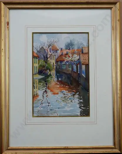 SALMOND, Kathleen (1895-1946) - European Canal Scene Image 1++