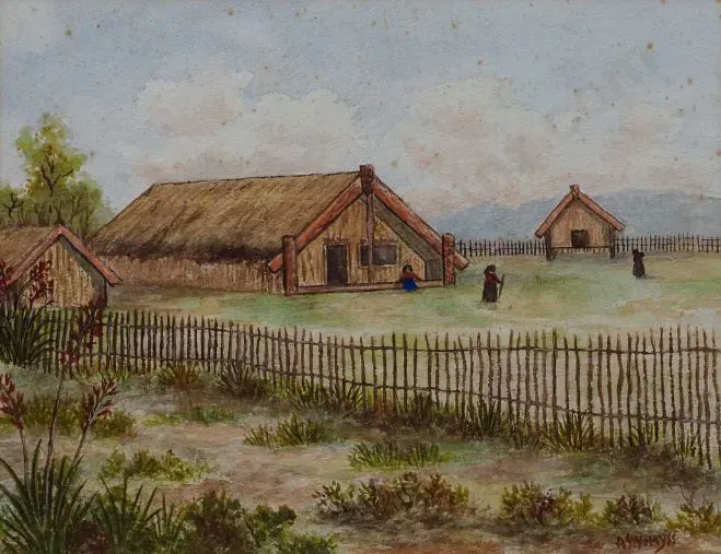 WEMYSS, A.S. (19th Century) - Native Village, King Country Image 1++