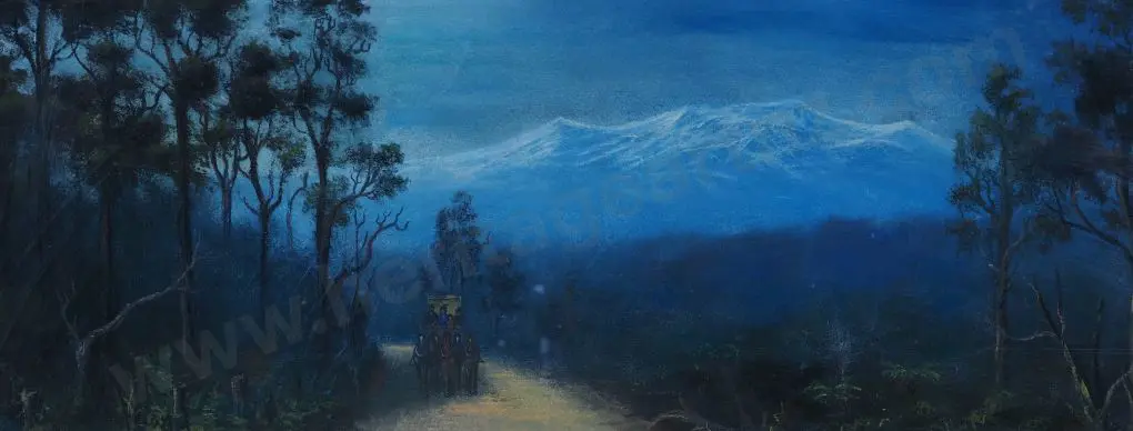 BOND, J.A. (1875-1953) - Southern Alps with Horse drawn Carriage & Family Image 1++