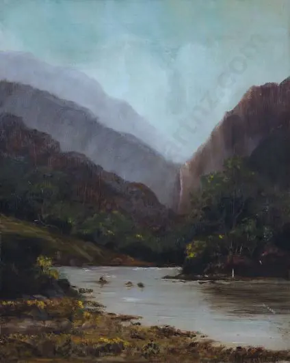 M.L. - Misty Hills with Stream and Waterfall Image 1++