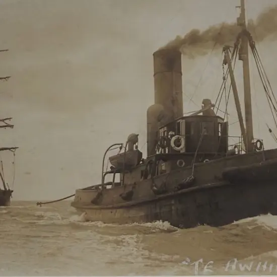 Sailing Ship 'Laura' -  c.1890 - Unknown Photographer - A39 - 19th Century Sailing Ship 'Laura' under tow -  c.1890