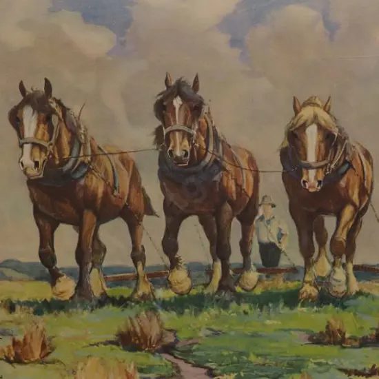 WHITEMAN, Violet Emily  (1873-1952) - Clydesdale Horses Ploughing