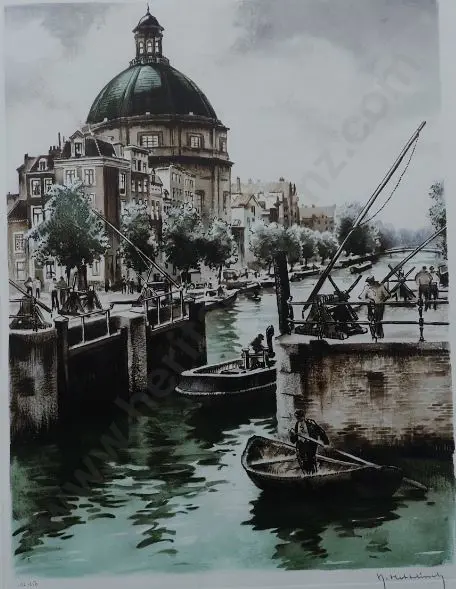 HEBBELINCK, Roger (1912-1987) - Canal Scene with Buildings Image 1++