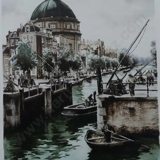 HEBBELINCK, Roger (1912-1987) - Canal Scene with Buildings