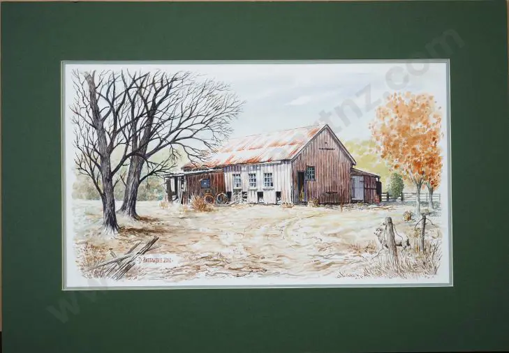 BATTARBEE, David (1939-) - The Old Woolshed, Waituna Image 1++