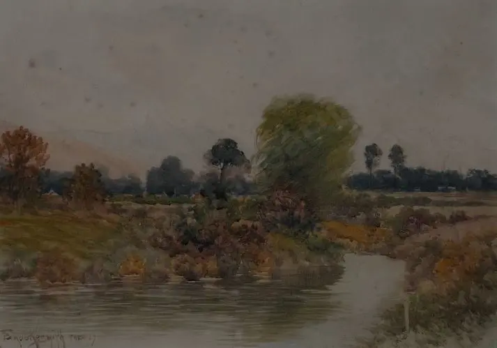 BROOKESMITH, Frank (1860-1932) - Autumn Scene with Stream Image 1++