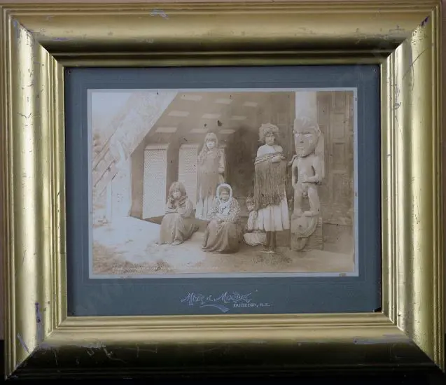 MUIR & MOODIE - photographers (1898-1916) - Maoris in front of Whare Image 1++