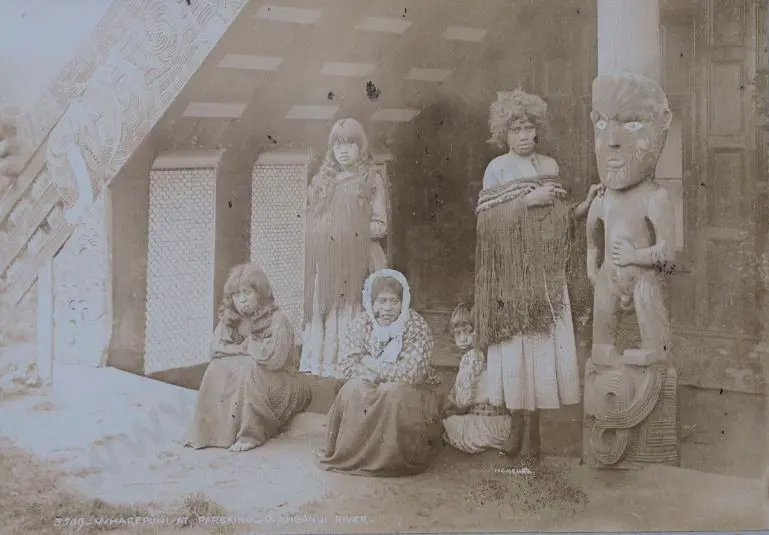MUIR & MOODIE - photographers (1898-1916) - Maoris in front of Whare Image 1++