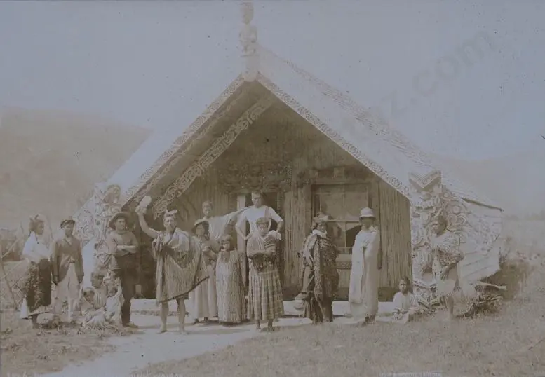 MUIR & MOODIE - photographers (1898-1916) - Maori in front of Whare Image 1++