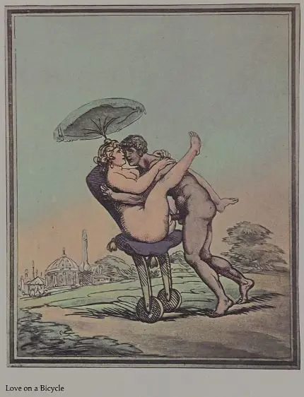 ROWLANDSON, Thomas (1756-1827) - Love on a Bicycle - 1960s Reprint of 18th Century Erotic Drawing Image 1++