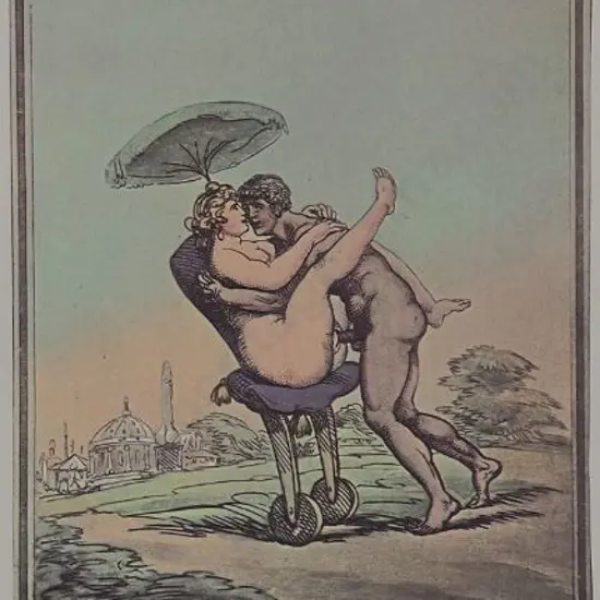 ROWLANDSON, Thomas (1756-1827) - Love on a Bicycle - 1960s Reprint of 18th Century Erotic Drawing