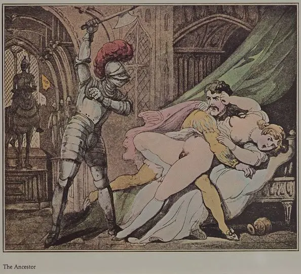 ROWLANDSON, Thomas (1756-1827) - The Ancestor - 1960s Reprint of 18th Century Erotic Drawing Image 1++