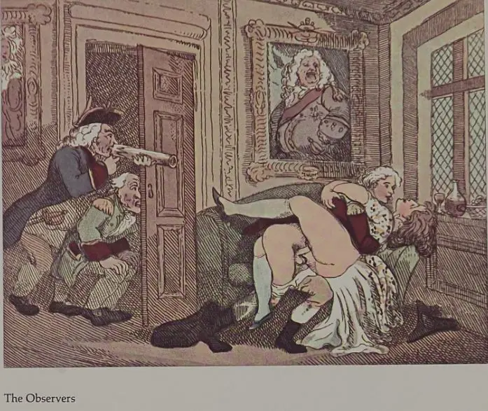 ROWLANDSON, Thomas (1756-1827) - The Observers - 1960s Reprint of 18th Century Erotic Drawing Image 1++