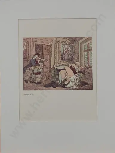 ROWLANDSON, Thomas (1756-1827) - The Observers - 1960s Reprint of 18th Century Erotic Drawing Image 1++