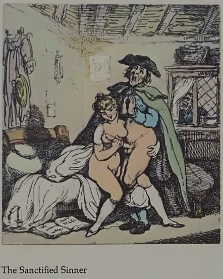ROWLANDSON, Thomas (1756-1827) - The Sanctified Sinner - 1960s Reprint of 18th Century Erotic Drawing Image 1++