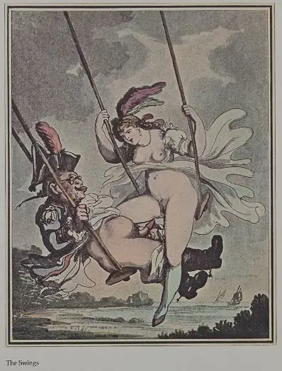ROWLANDSON, Thomas (1756-1827) - The Swings - 1960s Reprint of 18th Century Erotic Drawing Image 1++