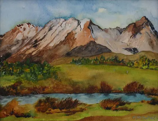 McDONALD, M - Mountain Scene with Stream Image 1++