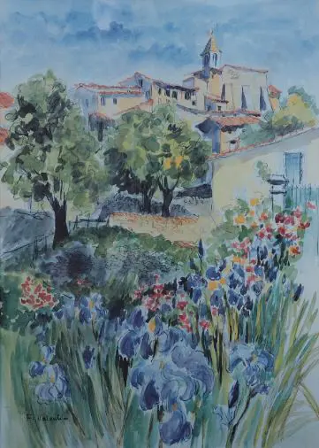 VALENTIN, F - European Village with Trees and Flowers Image 1++