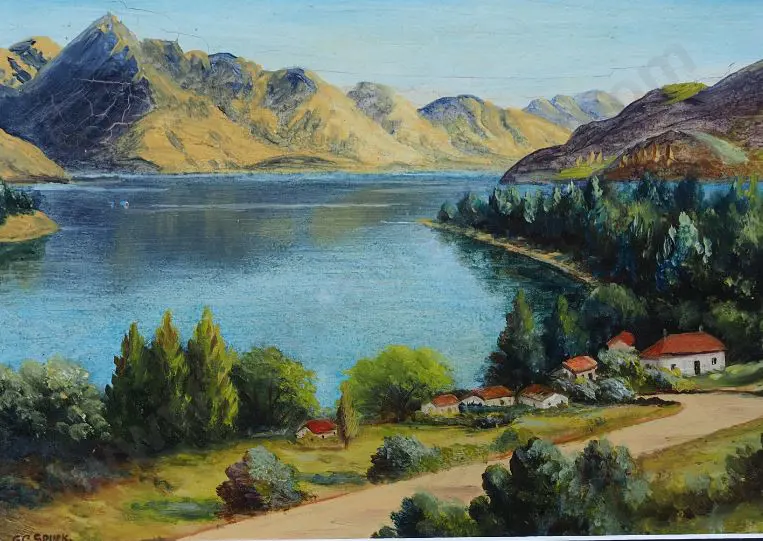 SPINK, George Gold (1889-1962) - Southern Lakes with Houses Image 1++